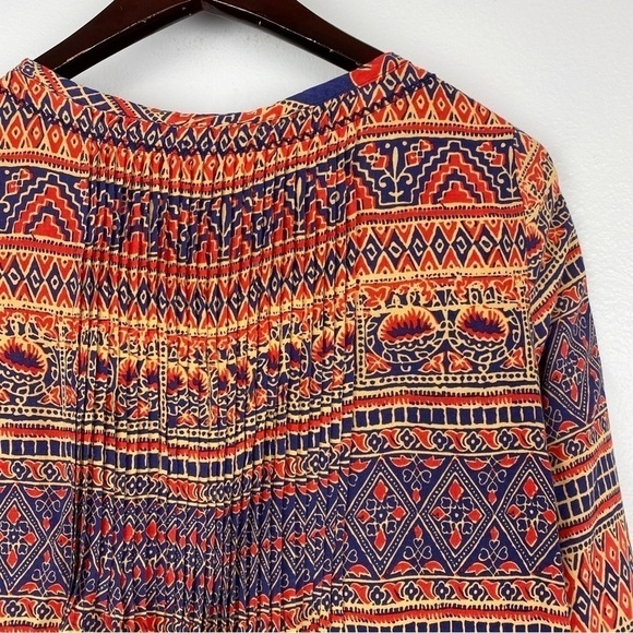 Anthropologie Vanessa Virginia Mahdia Pleated Elephant Peasant Blouse - Picture 6 of 8